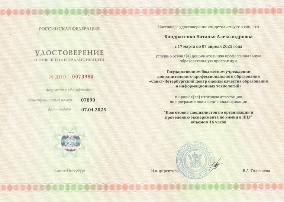 Кондратенко Наталья Александровна 2024-2025